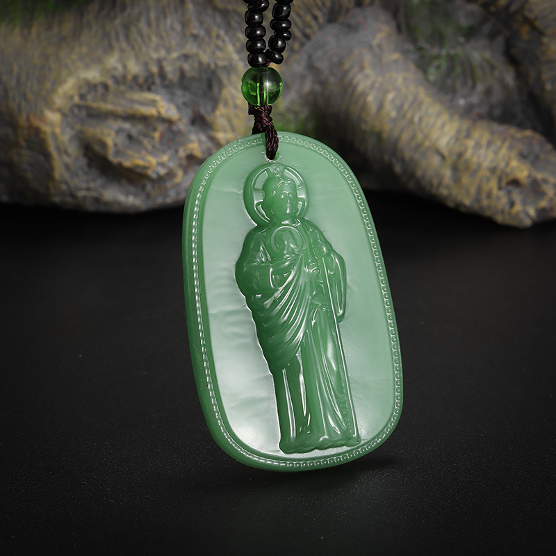 Collier pendentif en Jade bouddhiste exquis pour hommes et femmes, personnalité religieuse, amulette Simple, accessoires de fête d'église,