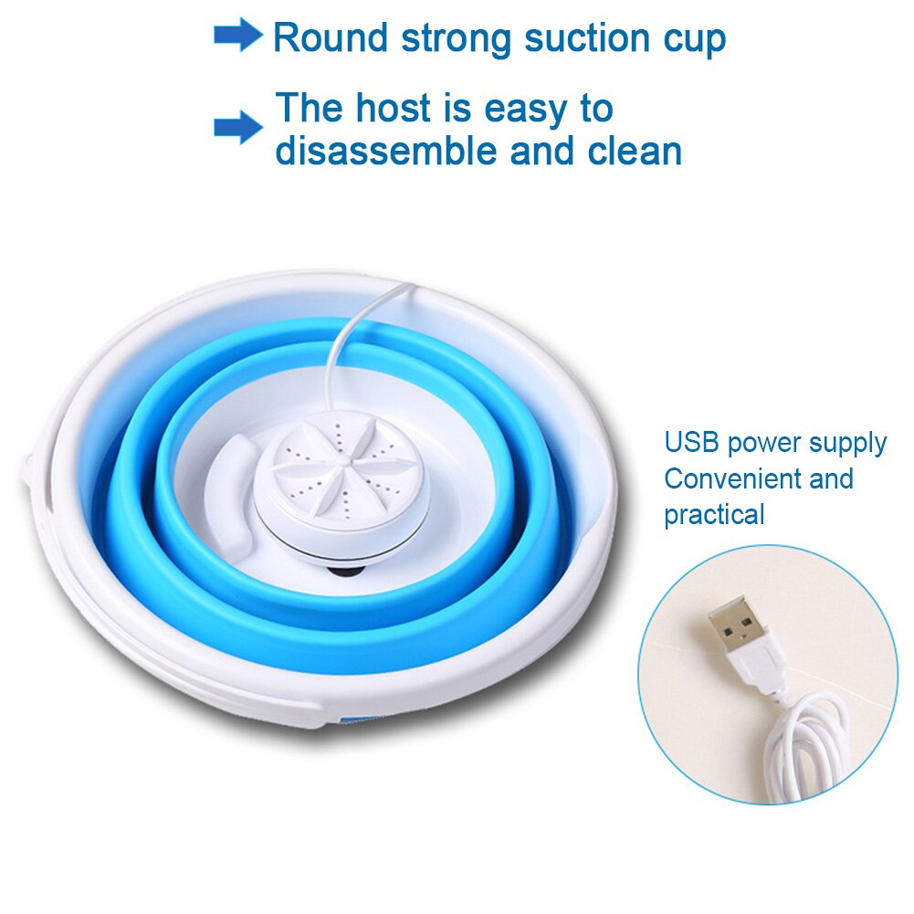 Mini Washing Machine Ultrasonic Cleaning Small Portable Washer USB Dormitory Mini Laundry Machine with Folding Barrel