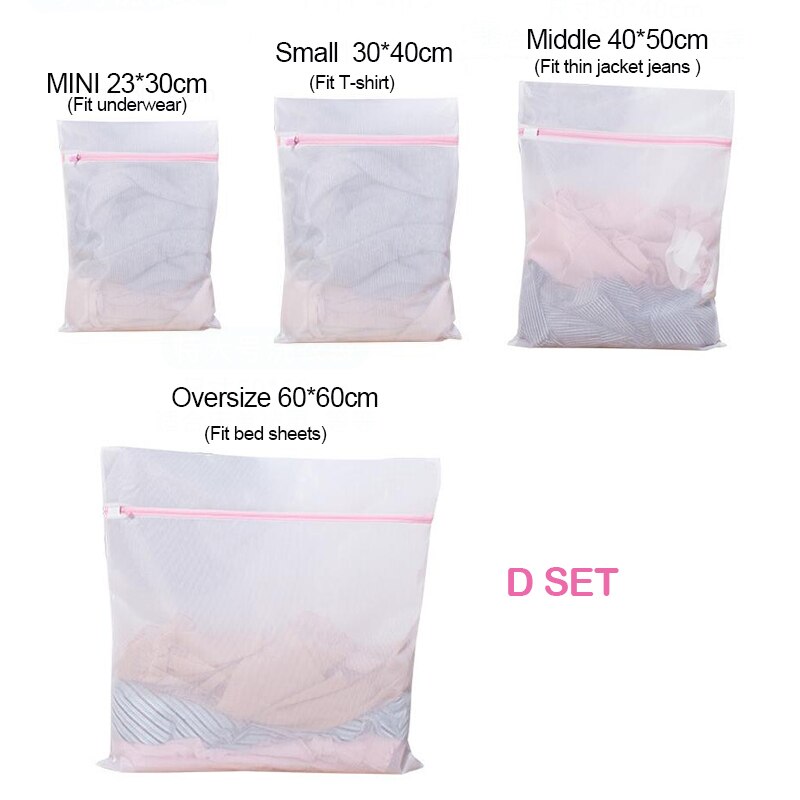 4 Stuks Set Mesh Waszakken Voor Wasmachine Reizen Kleding Opslag Netto Zip Bag Voor Wassen Bra Stocking En ondergoed: D SET