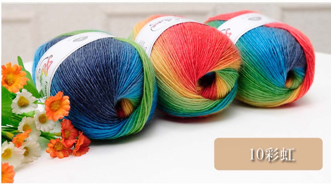 Regnbue 100g bolde garn baby strikning super blød uld tråd chunky strikket håndværk bulky hånd sweater hæklet: 10