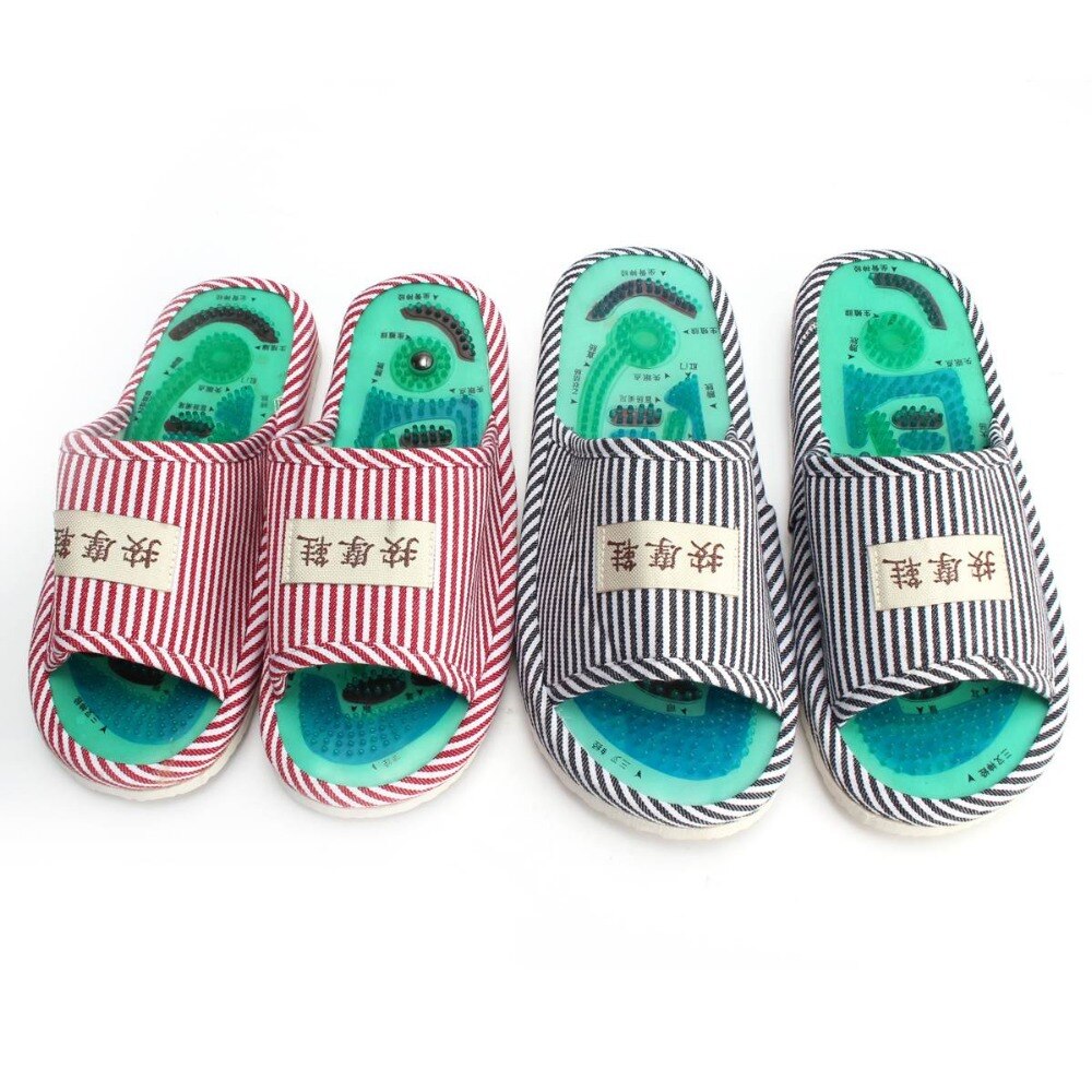 Zomer Stijl Voet Acupunt Massage Schoenen Voet Gezondheidszorg Magneet Therapie Slippers Gestreept Patroon Indoor Schoenen Voor Vrouwen & Mannen