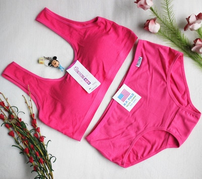 Kids Young Girl Students bra full of pure cotton thin underwear vest+Short Briefs Sets Girls Bra for Teens Children Bras Girl