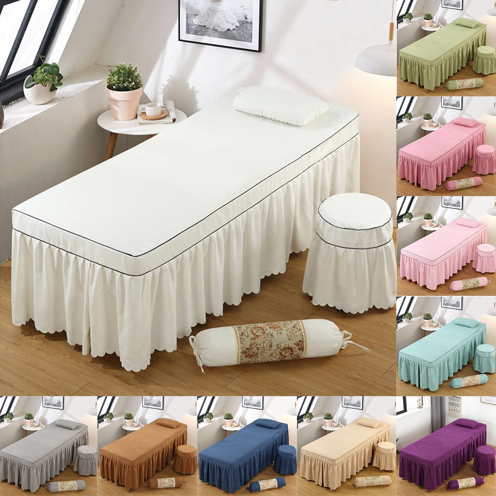 Schoonheid Gezicht Bed Cover Massage Tafel Rok Katoen Volant Vel Voor Vierkante Kop Cosmetische Bedden Met Gat 75X31inch Beauty Massage