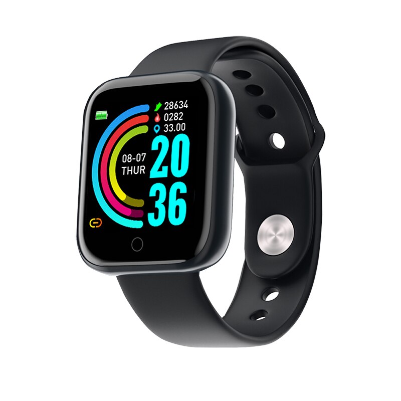 Smart Horloge Vrouwen Mannen D20 Smarthwatch Hartslag Gezondheid Monitoring Bloeddruk Sport Tracker Smart Polsband Bloed: Black