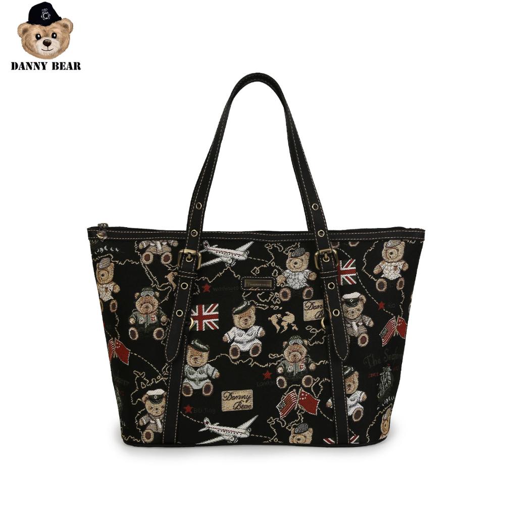 Danny Bear Navigation Bear Series Vintage Fabric Material Tote Bag Women Shoulder Bag DMB9115045-160R