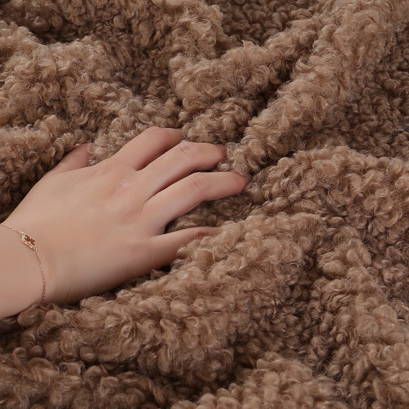 Soft and large-grained sheep curly wool thickened looped wool and lamb wool garment handmade Faux plush fabric for clothes