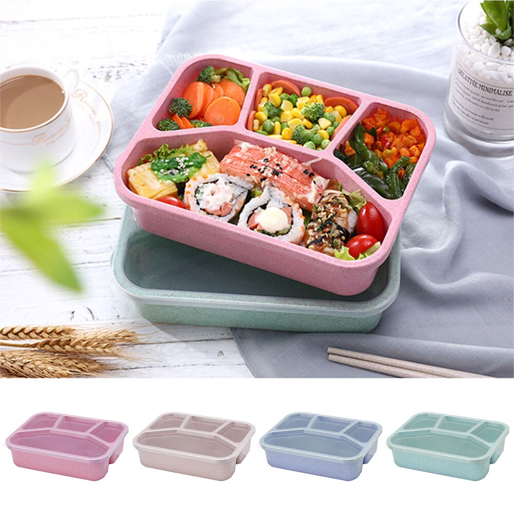 Healthy Wheat Straw Microwave Bento Lunch Box Picnic Food Fruit Container Storage Box For Kids Adult Lunch Dinner Lunch Boxes