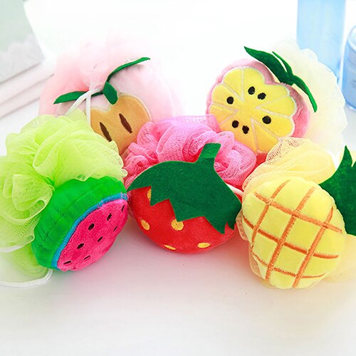 nueva forma de fruta suave baño Puff ducha esponja cuerpo espuma burbuja bola cuerpo Scrub productos de baño