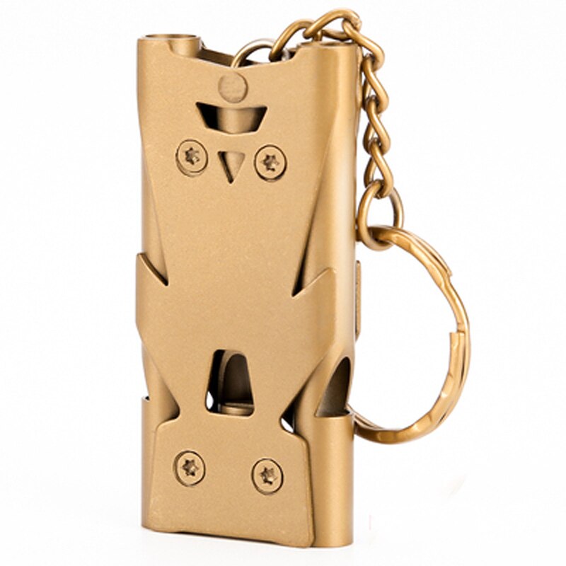 Silbato de acero inoxidable North Wolf, silbato de alta frecuencia de supervivencia al aire libre, alto Decibelio, estallido de doble agujero: NR0612-Golden