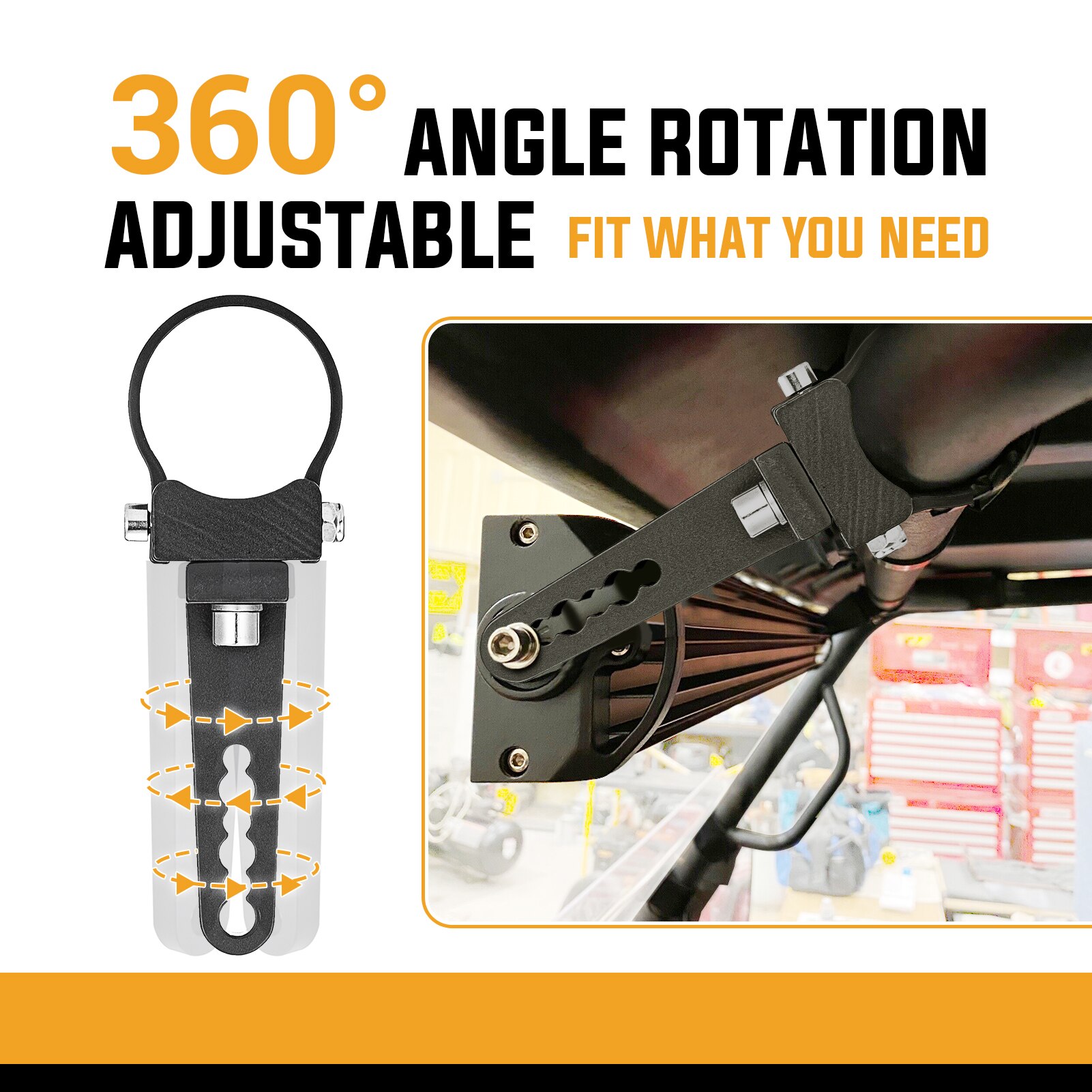 UTV 1.75&quot; Adjust Light Bar Roll Cage Mount Bracket Clamp Aluminum For Polaris RZR Sportsman/ Can-Am/ Honda/ Kawasaki