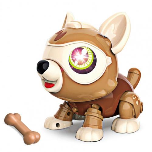 STEM Toy DIY Robot Dog Remote Control Electronics Puppy Pet Interactive with RGB Light Flashing Eye for 6+ Year Old Boys Gi: Auburn
