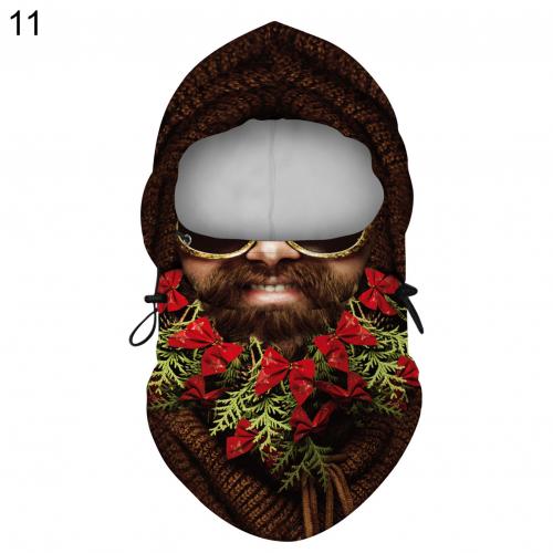 Kerst Digitale Afdrukken Volwassen Unisex Kerst Digitale Afdrukken Winter Winddicht Skiën Warm Hooded Gezicht Cover: 11