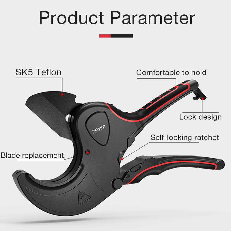 36-75Mm Plastic Pijp Tang Cutter Buis Tang Schaar Cutter Duct Slang Pvc/Pu/Pp/pe Sanitair Pijp Handleiding Handgereedschap Voor Loodgieter