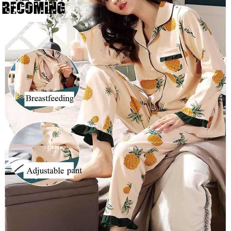 Pyjama's voor vrouwen tijdens de zwangerschap nachtkleding voor vrouwen die borstvoeding geven pyjama's voor vrouwen tijdens de zwangerschap nachtkleding herfst pyjama's voor verpleegsters