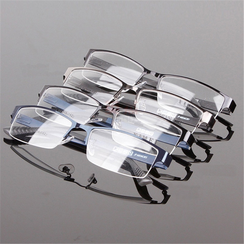 Mannen Metalen Frame Clear Lens Half Rim Eyewear Bril 3 Kleuren Bril