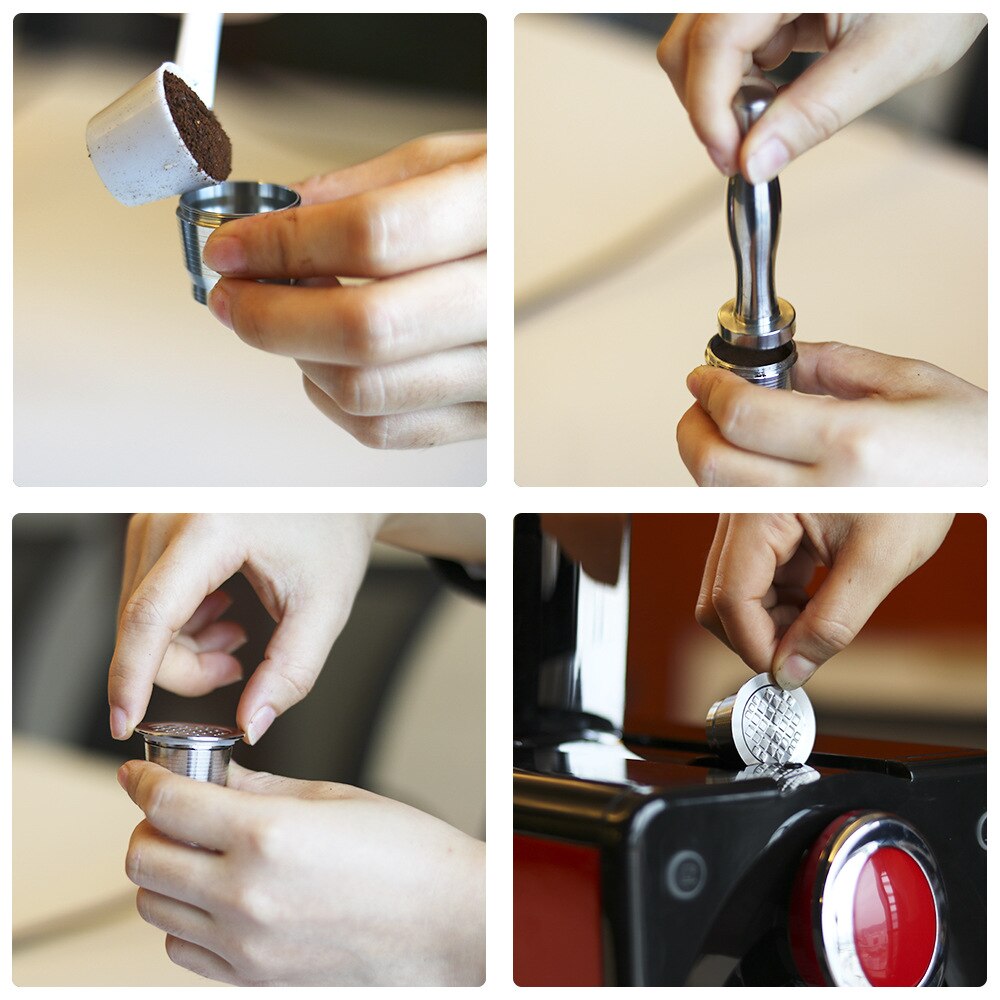 Refill nespresso kapsel med gjenbrukbar bruk påfyllbar kapsel crema espresso gjenbrukbart etterfyllbart kaffefilter