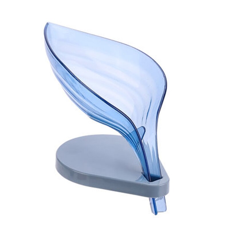 Jabonera con forma de hoja para baño, soporte antideslizante para drenaje de jabón, contenedor de placas, estante de secado de almacenamiento, suministros para Baño: A-blue