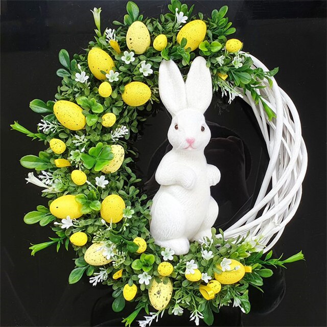 Pasen Kransen Bloem Decoratie Bunny Konijn Guirlande Decoratie Woondecoratie Props Verjaardagsfeestje Bruiloft Thuis Leveringen: Yellow Rabbit