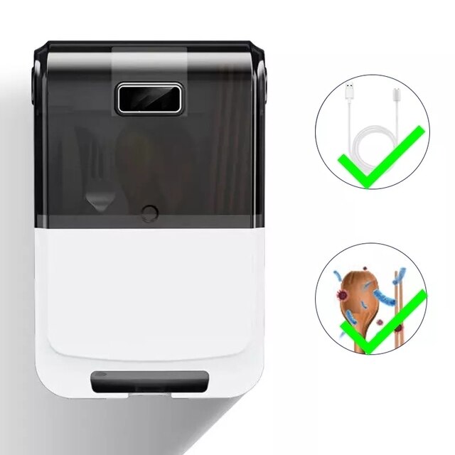 Dish Dryer Disinfection Dish Drain Rack Wall Hanging Sterilizer Air-Drying Machine For Spoon Chopstick Cage Cutlery Organizer: Black B