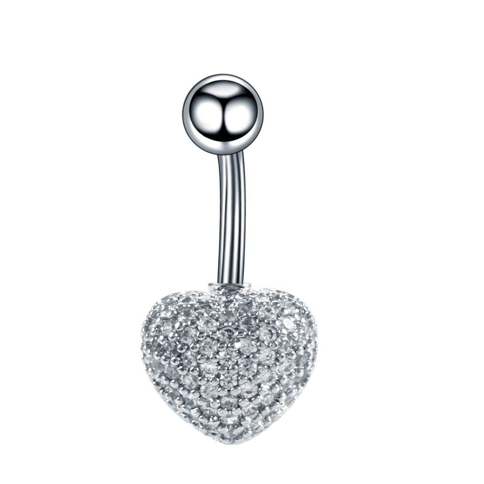1 PC Silver Crystal Surgical Steel Navel Piercing Heart Zircon Belly Button Rings Women Belly Button Piercing Ombligo Pircing: Style 20