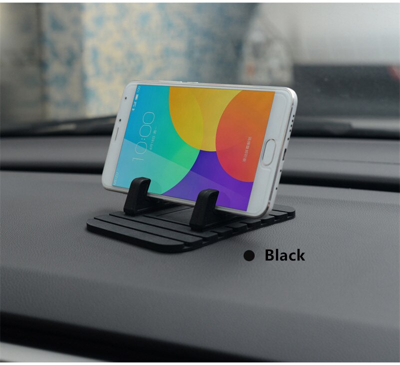 Dashboard Antislip Mat Rubber Mount Telefoon Houder Pad Mobiele Telefoon Stand Beugel Voor Samsung Xiaomi Mobiele Houder: Black