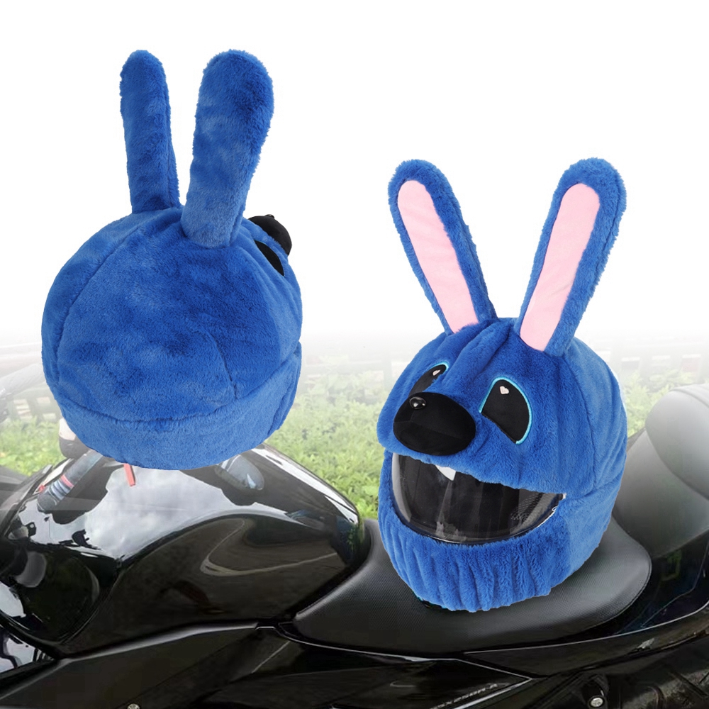 Helm Bescherming Hoofddeksels Hoes Cartoon Pluizig Pluche Set Voor Motorfiets Full-Face Beschermhoes Motorfiets Veiligheid Trendy: Blauw