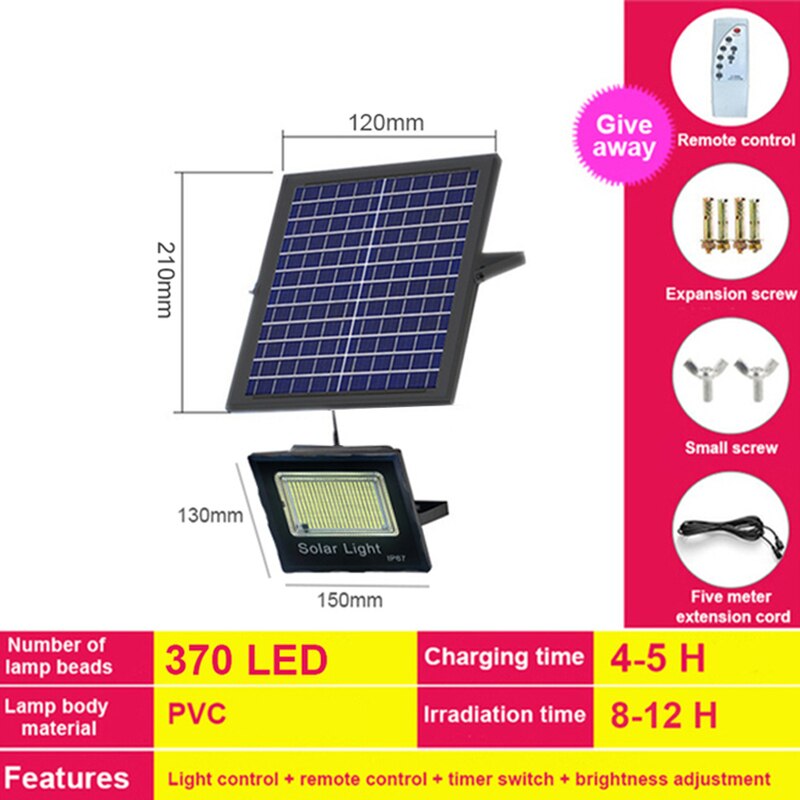 2 head outdoor solar spotlights Aluminum Waterproof Super Bright Solar Street Flood Wall Light With Remote Exterior solar lights: 370led 1head