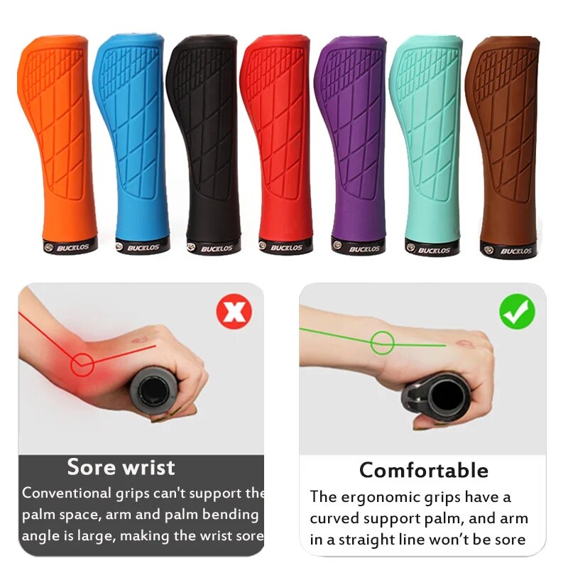BUCKLOS Bicycle Handlebar Grip Ruber Bike Handle Bar Grips Shock Absorbing Lockable MTB Cuffs Cycling Accessories