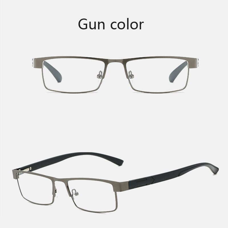 Leesbril Mannen Titanium Legering Leesbril Niet Sferische 12 Laag Gecoat Retro Business Hyperopie Bril: +350 / Gun