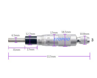 Outil de mesure à aiguille ronde plate, gamme argent 0-13mm 0-25mm 0-50mm 0.01mm, bouton de réglage moleté, mesure de la tête micromètre: 0-25mm flat