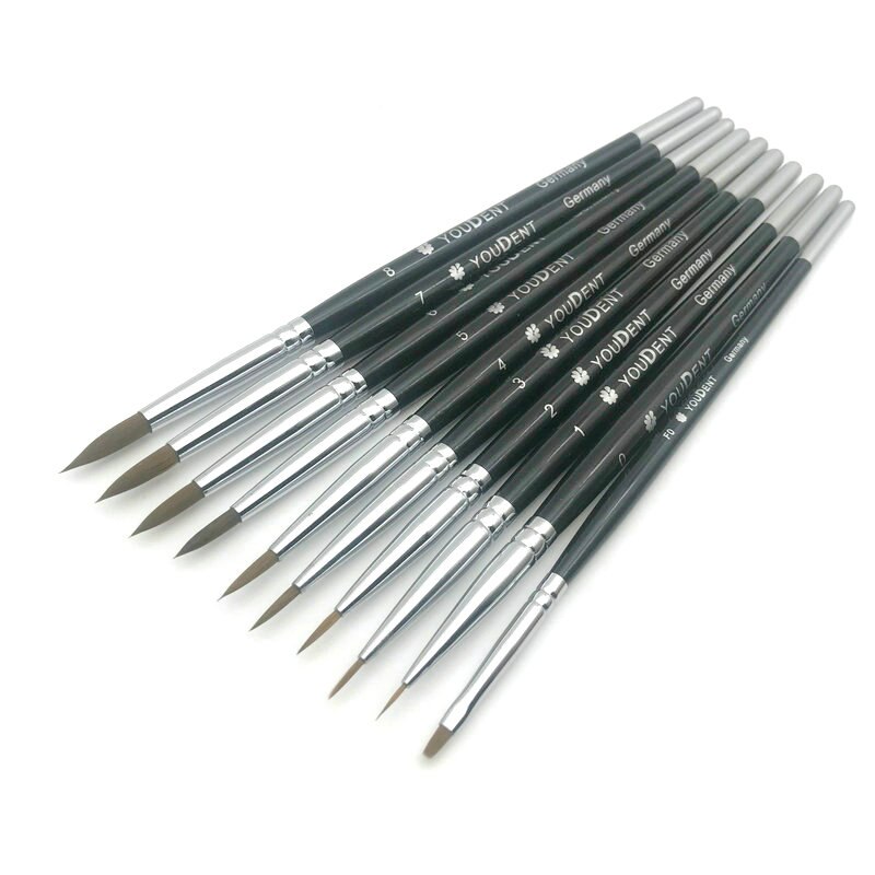10 Stks/set Dental Porselein Borstel Pen Met Zwarte Tas Tandtechnicus Gereedschap Dental Lab Supplies