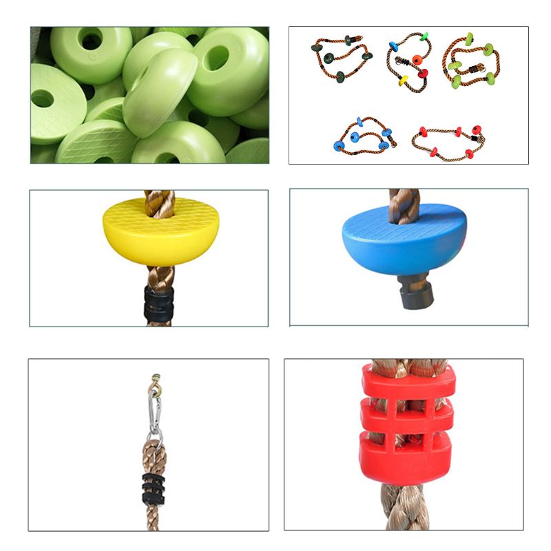 Jungle Gym Climbing Rope with Platforms and Disc Swing Seat Fitness Swing Set Kids Birthday Toy Garden Outdoor Playground