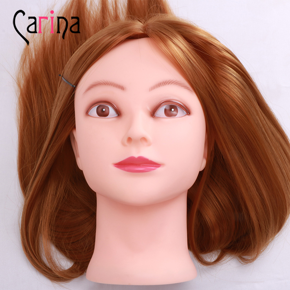 Cabeça de manequim de cabelo sintético 55cm, cabeça para cabeleireiros com cabeça de boneca e manequim para treinamento