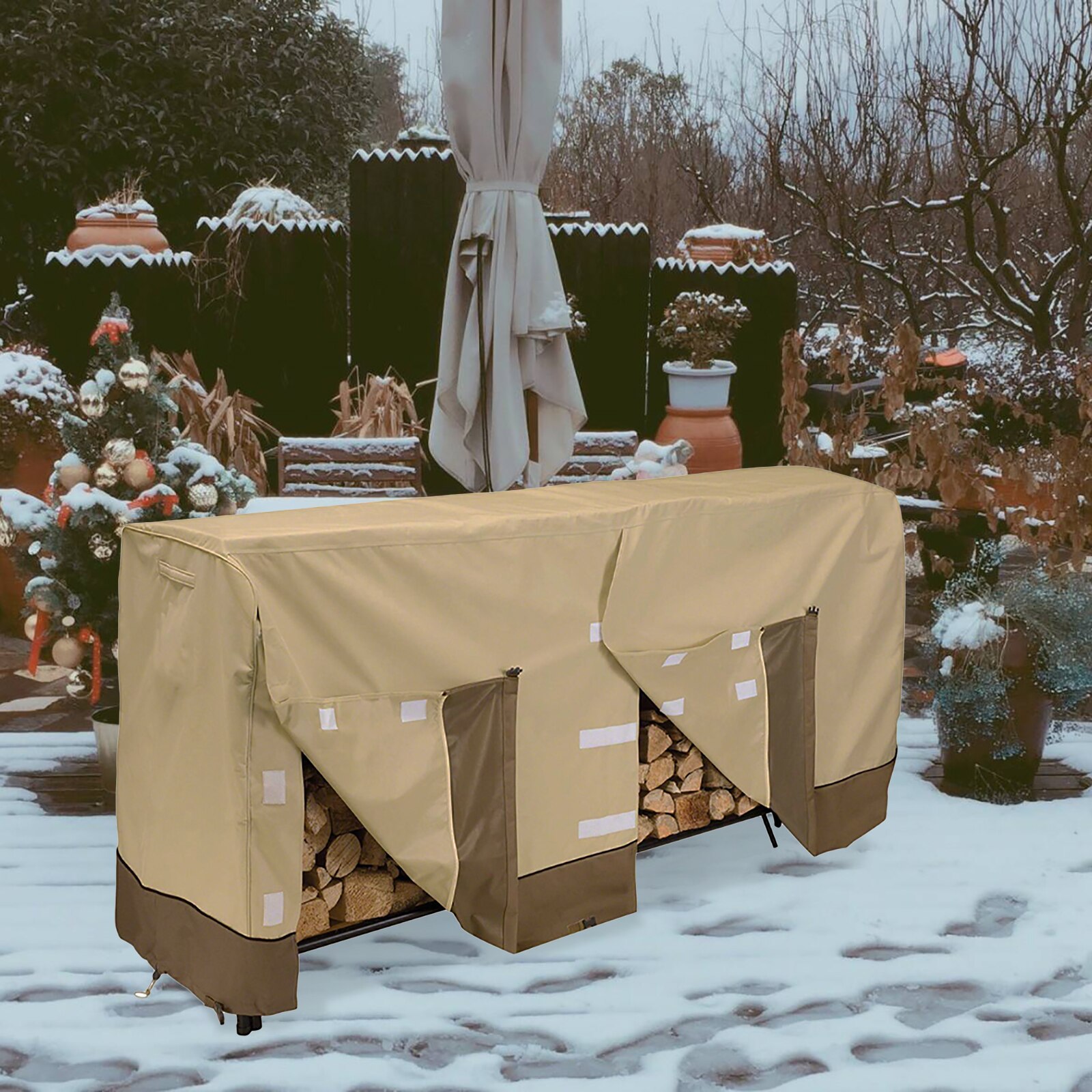 Rain Cover Firewood Wind Cover Firewood Shed Wood Rain Cover Firewood Cover 210D Outdoor Wood Snowproof Dust Protection Cover