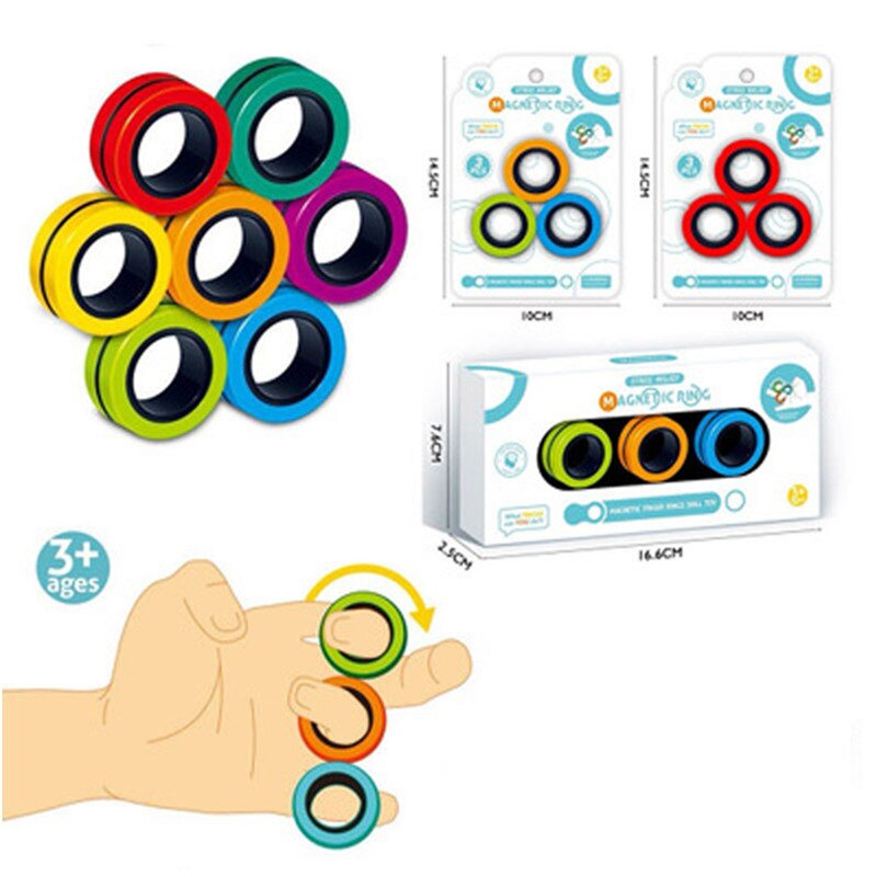 Anillos magnéticos para los dedos, antiestrés, engranajes de aleta, anillos magnéticos para el autismo, ADHD, alivio de la ansiedad, enfoque, juguetes antiestrés para niños