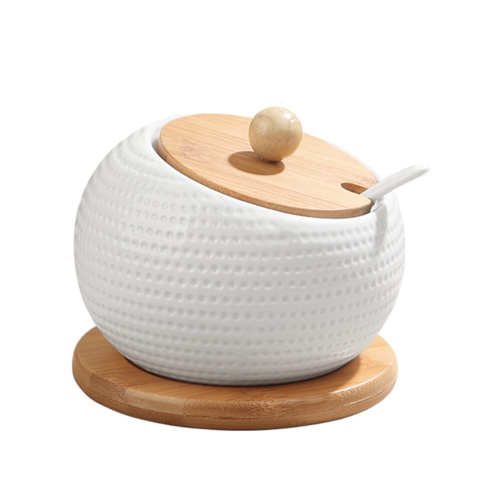 Juego de tarros de cerámica para condimentos, botella aromatizante de cocina creativa, color blanco, 1 Juego