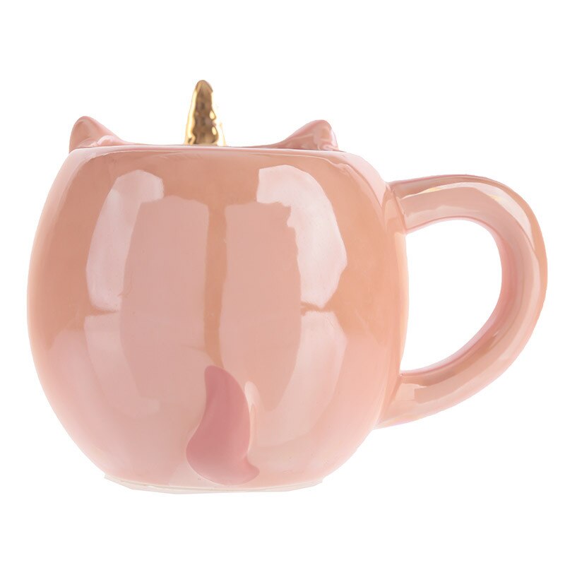 300ML Nette Einhorn Kaffee Tasse Karikatur Ebene Milch Becher Kreative Keramik Tasse Frau Einhorn Becher Einzigen schicht rosa mit griff