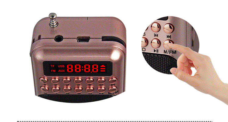 Pocket Radio FM Radio Mini Portable Rechargeable Radio Receiver Speaker Support USB TF Card Music MP3 Player
