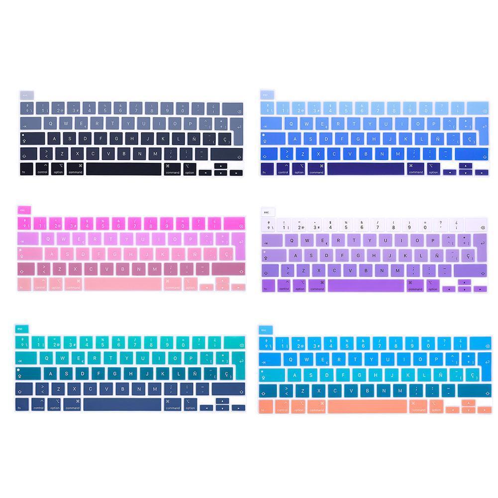 Rainbow Color Silicone Spanish Keyboard Skin Cover For MacBook Pro 16 A2141 M1 Chip A2338/A2251/A2289 +