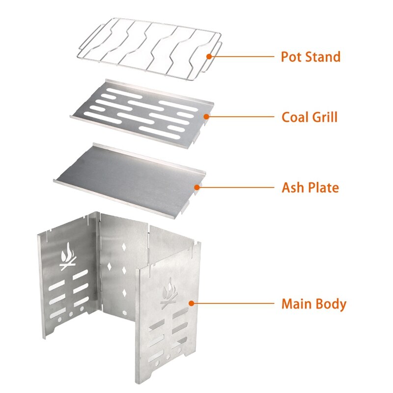 Pieghevole In Acciaio Inox Stufa A Legna Esterno Portatile Stufa di Campeggio di Picnic Barbecue Grill Backpacking Stufa Barbecue Stufa A Legna