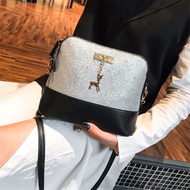 Hisuely Pailletten Vrouwen Pu Lederen Handtassen Schoudertas Bling Bling Shell Zakken Messenger Crossbody Hobo Satchel Purse Meisje Q4