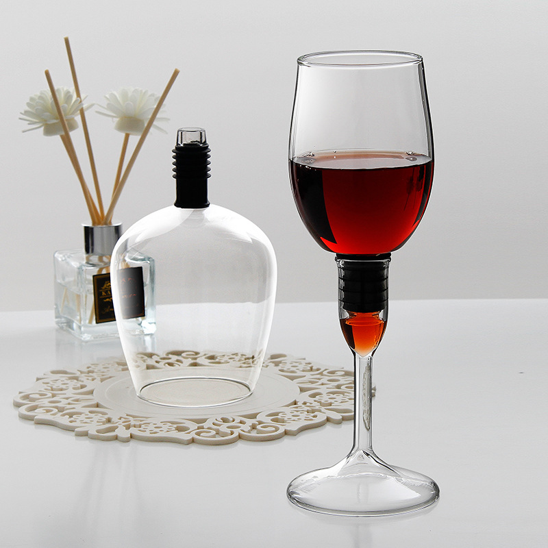 Creatieve Verwijderbare Rode Wijn Glas Wijn Wijn Stop Wijn Glas 2-in-1 Hoge Borosilicaatglas Wijn Glas siliconen Basis 210/450ML