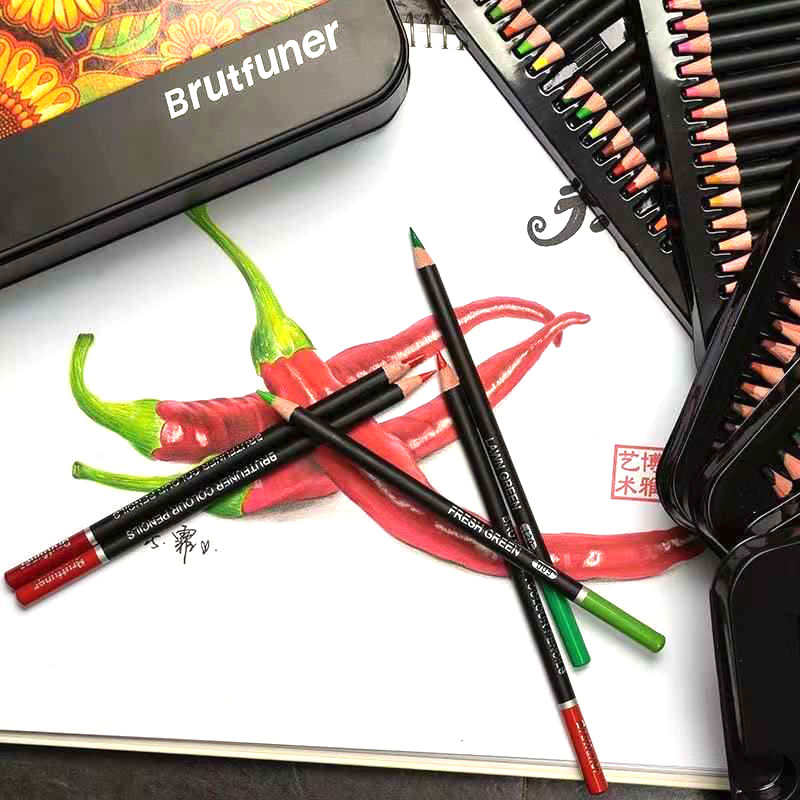 Zestaw kredek ołówkowych Brutfuner 120/180 kolorów, luksusowe metalowe pudełko, profesjonalne, wysokiej jakości, miękkie wkłady artystyczne, grubość 3.8MM.