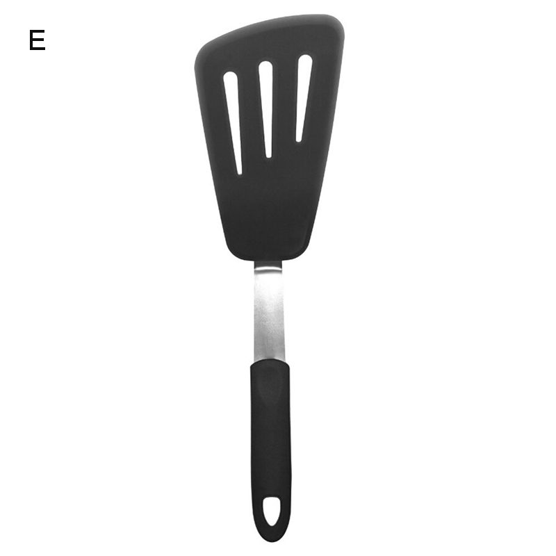 2 Pcs Silicone Turners Spatula Set Pancake Flippers Non Stick Rubber Kitchen Utensil for Cooking Fish Steak Eggs: E