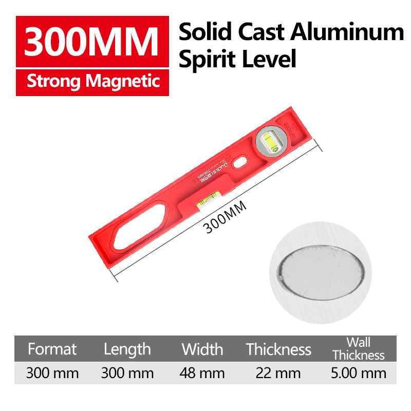 Ingbont 300-1000mm magnetisk vattenpass linjal digital gradskiva vinkelsökare lutningstest 360 graders bubbelmätningsverktyg: 300mm magnetiska