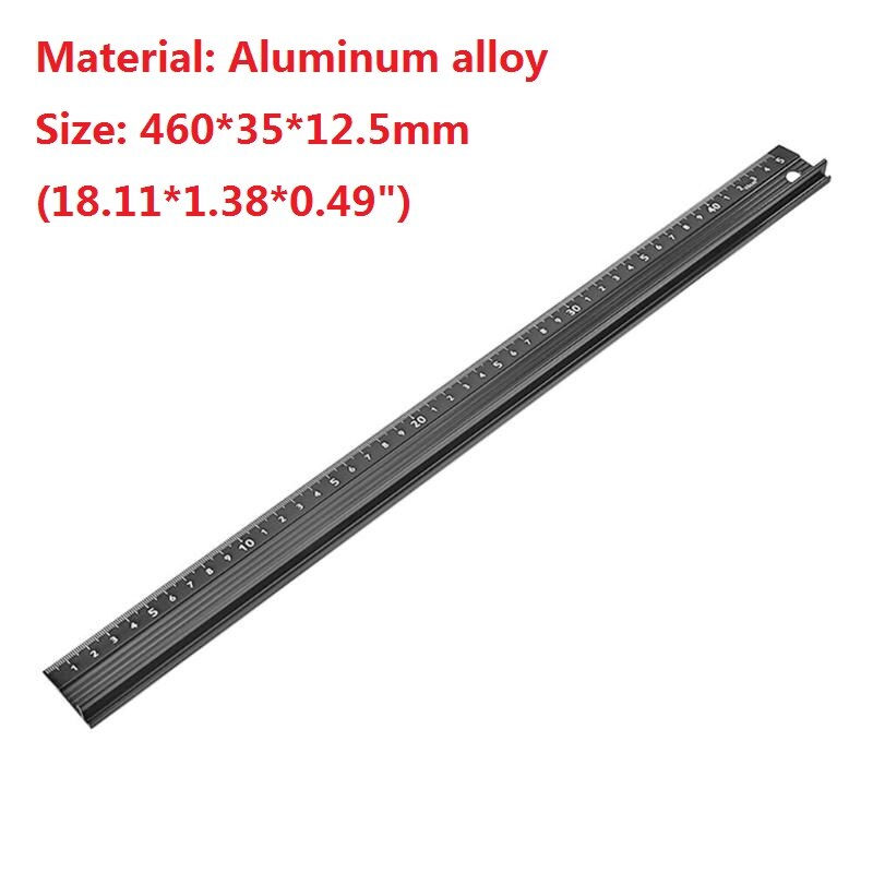 Woodworking Ruler Multi-functional Aluminum Alloy Protective Non-slip Wood Cutting Straight Ruler Woodworking Tools Ruler: 450mm