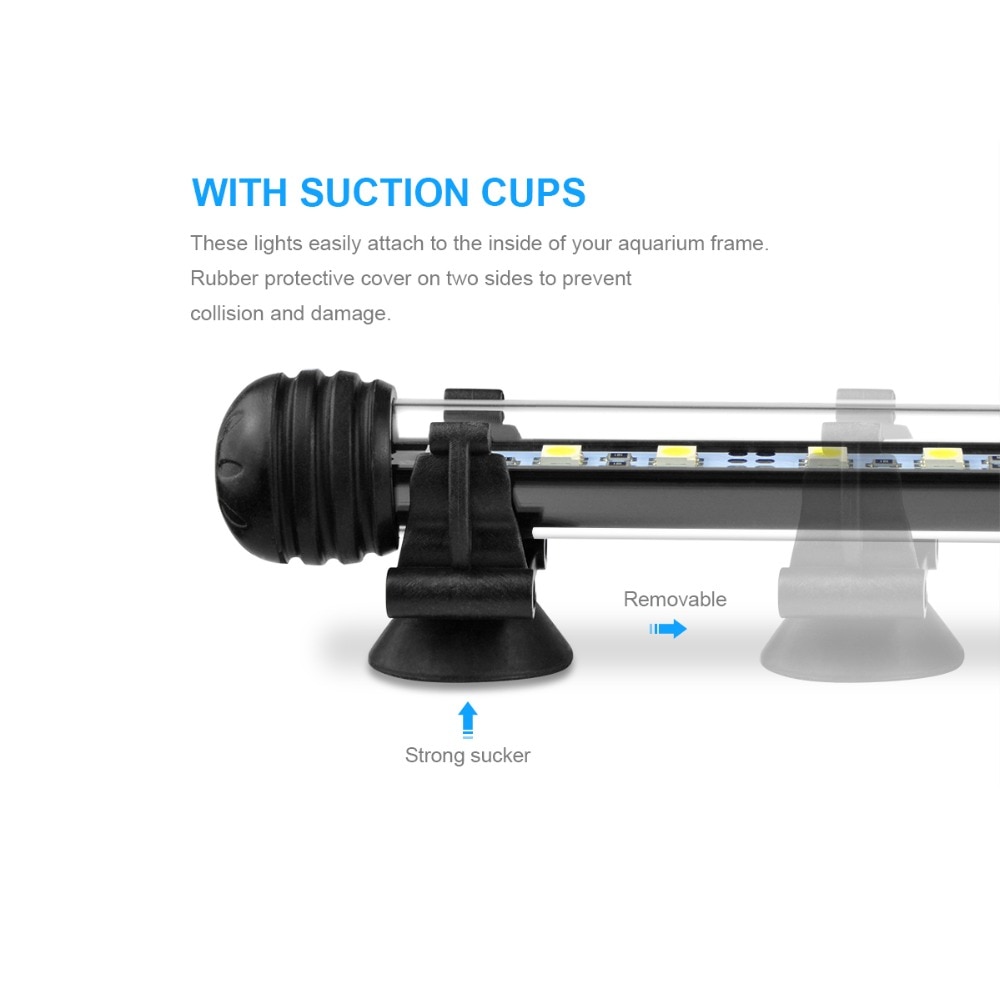 EU Plug Aquarium Light 19-49CM 5050 RGB LED Aquarium Lighting Fish Tank Submersible Light Lamp Waterproof Underwater LED Lights