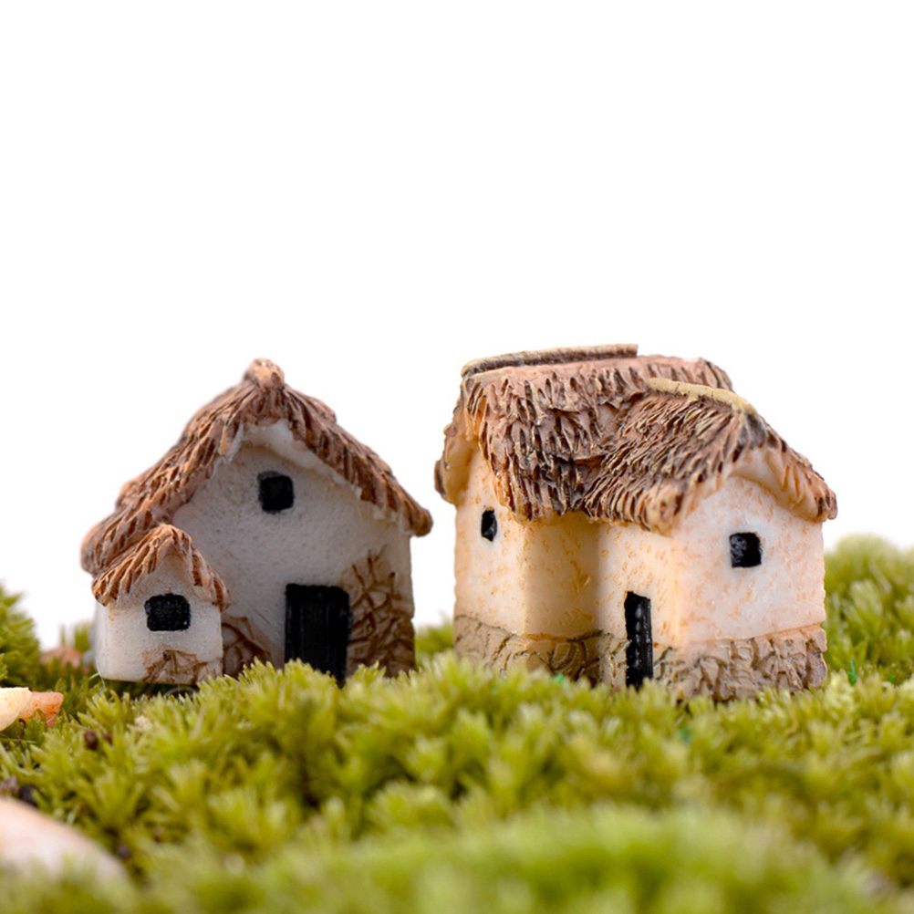 straal Wirwar Voorwaardelijk Winomo 4Pcs Miniatuur Tuinieren Landschap Micro Dorp Steen Huizen Thumbnail  Huis Rieten Hutten Voor Tuin Decor Miniaturas – Grandado