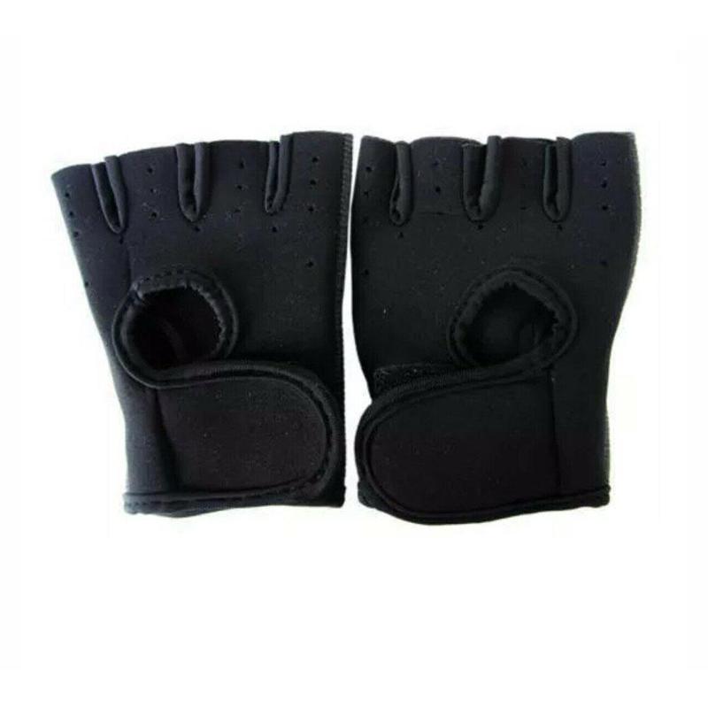 Guantes antideslizantes de medio dedo para Fitness, Unisex, levantamiento de pesas, entrenamiento, deportes al aire libre: Black / L
