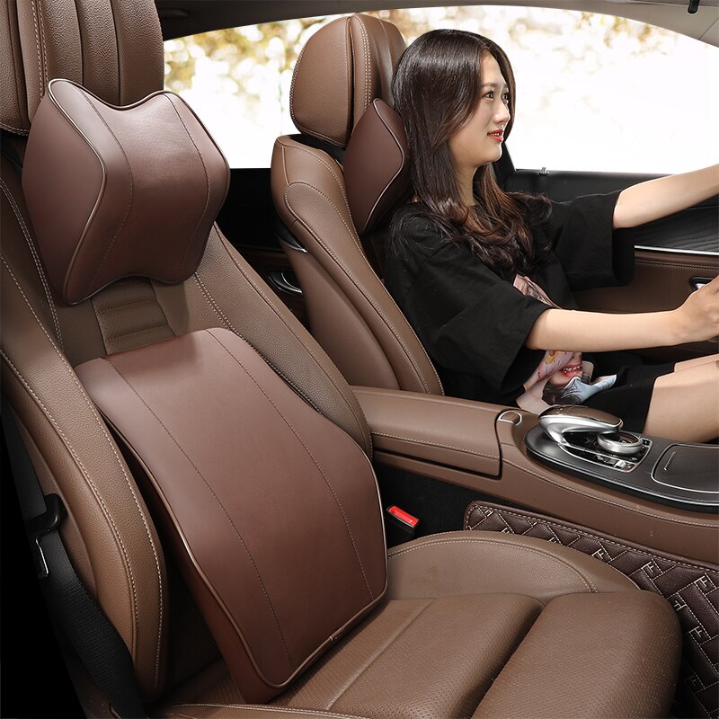 Car memory cotton headrest neck pillow waist pillow Car For Skoda Octavia Octavia a5 a 5 Superb Fabia: Ga color leather